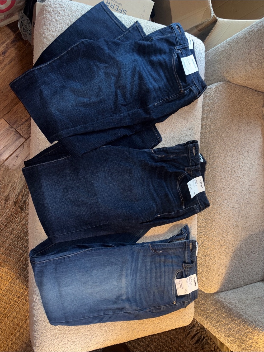 Sonoma Women's Skinny Jeans Trio - Dark Indigo & Medium Blue Washes